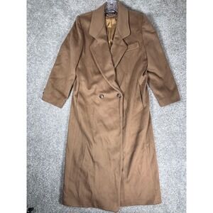 Billy Coat Womens Camel Double Breasted Wool Blend Trench Coat Made in USA